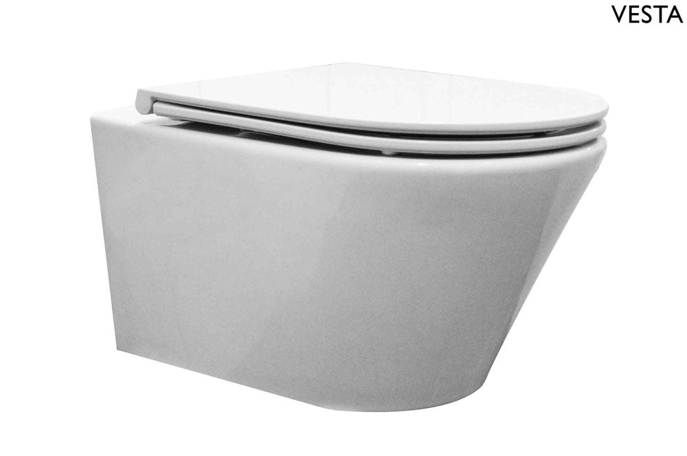 Eauvesta wandcloset met flatline toiletzitting softclose en quick release glans wit