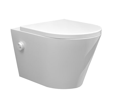 Eauvesta wandcloset rimless met bidetkraan koud water met shade slim toiletzitting glans wit