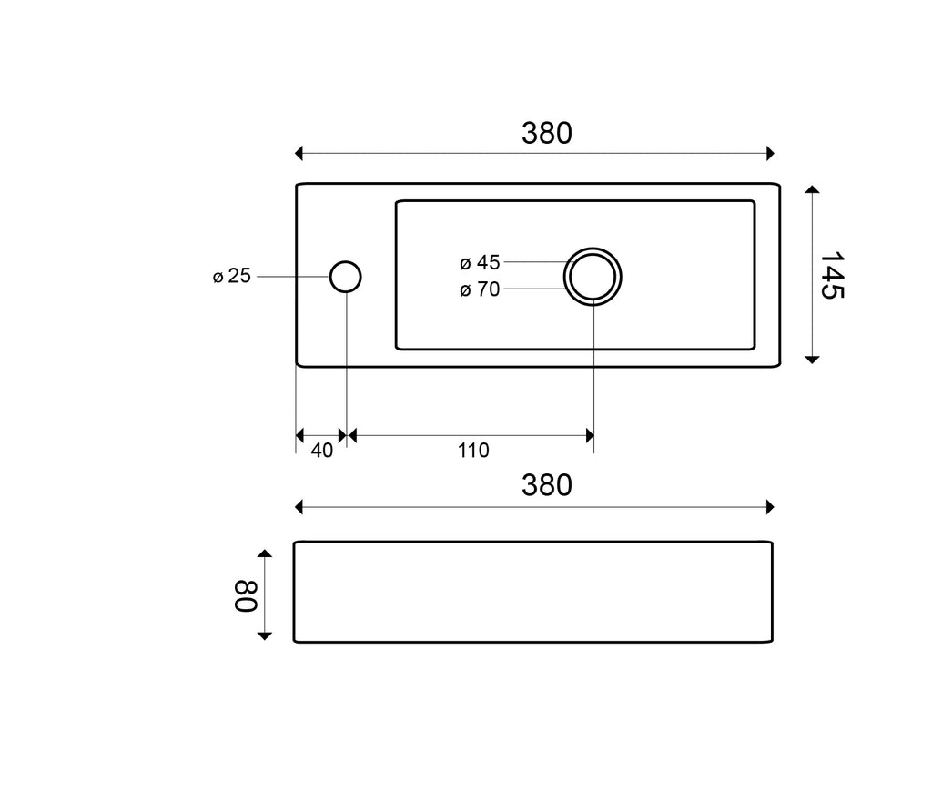 Eautrim mini fontein links 38 x 14 x 8 cm keramiek glans wit