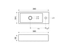 Eautrim mini fontein rechts 38 x 14 x 8 cm keramiek glans wit