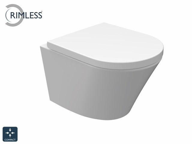 Eauvesta junior wandcloset rimless verkort met vesta junior toiletzitting softclose en quick release glans wit