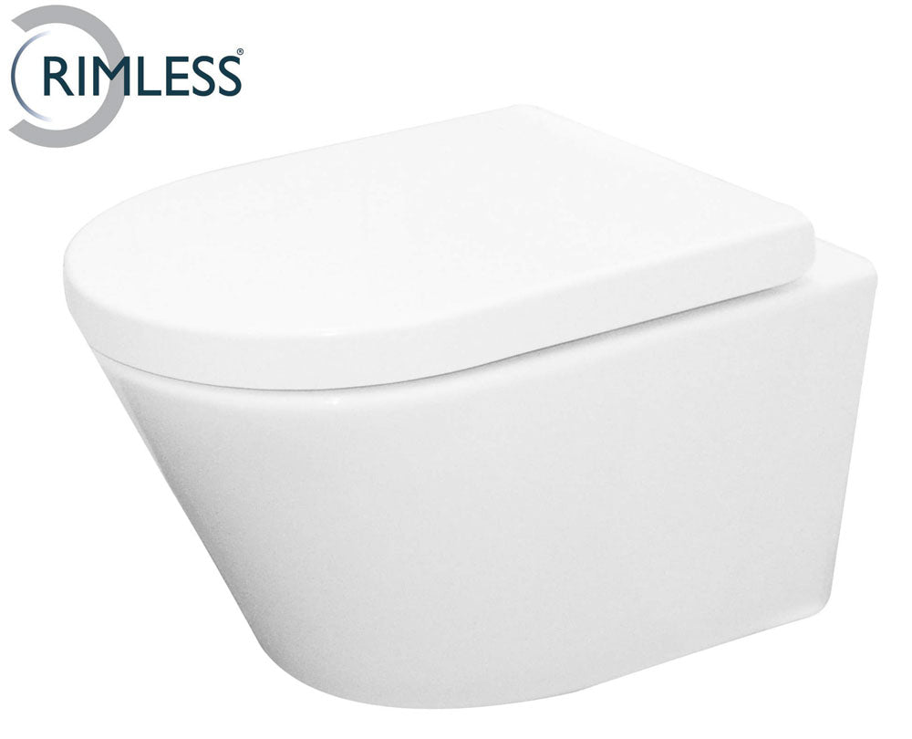 Eauvesta wandcloset rimless met vesta toiletzitting softclose en quick release glans wit