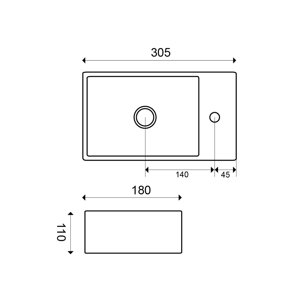 Eaurhea xxs fontein links 30,5 x 18 x 11 cm keramiek glans wit