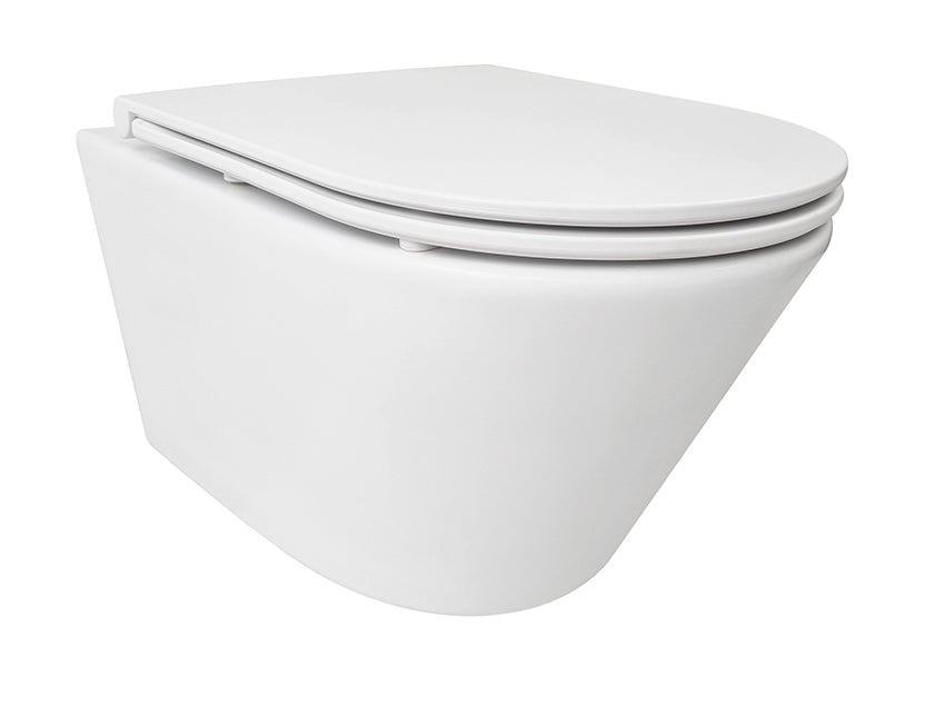 Eauvesta tornado flush wandcloset rimless met flatline toiletzitting softclose en quick release mat wit
