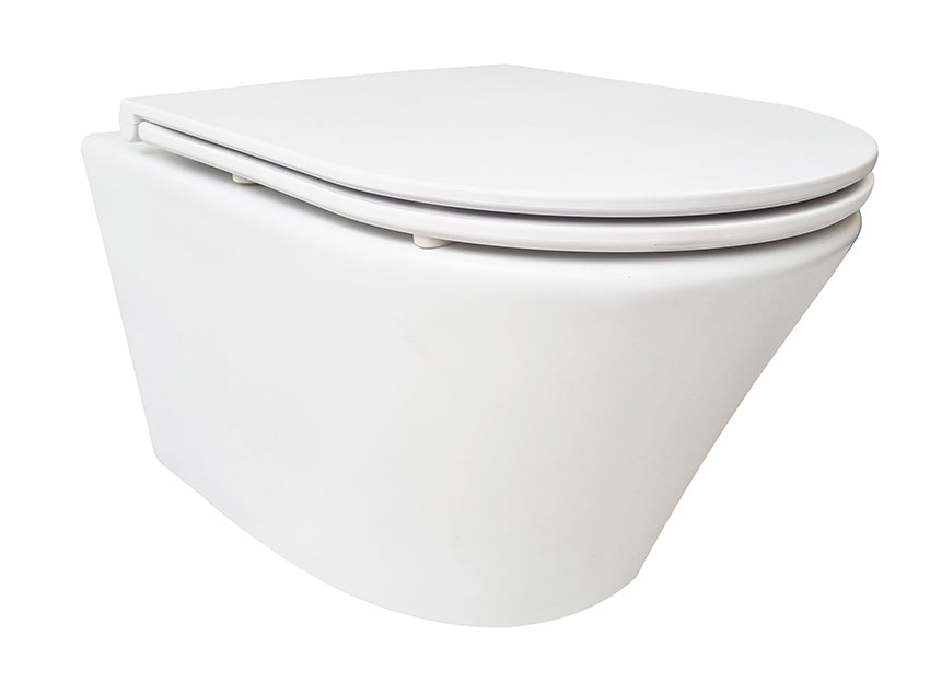 Eauvesta wandcloset rimless met flatline toiletzitting softclose en quick release mat wit
