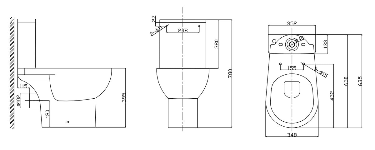 Eauduoblok toilet staand rimless pk met toiletzitting glans wit