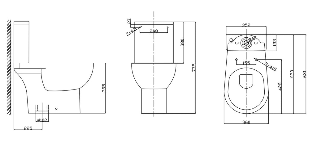 Eauduoblok toilet staand rimless ao met toiletzitting glans wit
