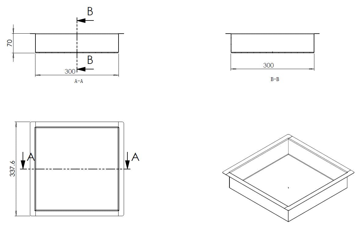 Eaudemis inbouwnis 30 x 30 x 7 cm geborsteld brons koper PVD