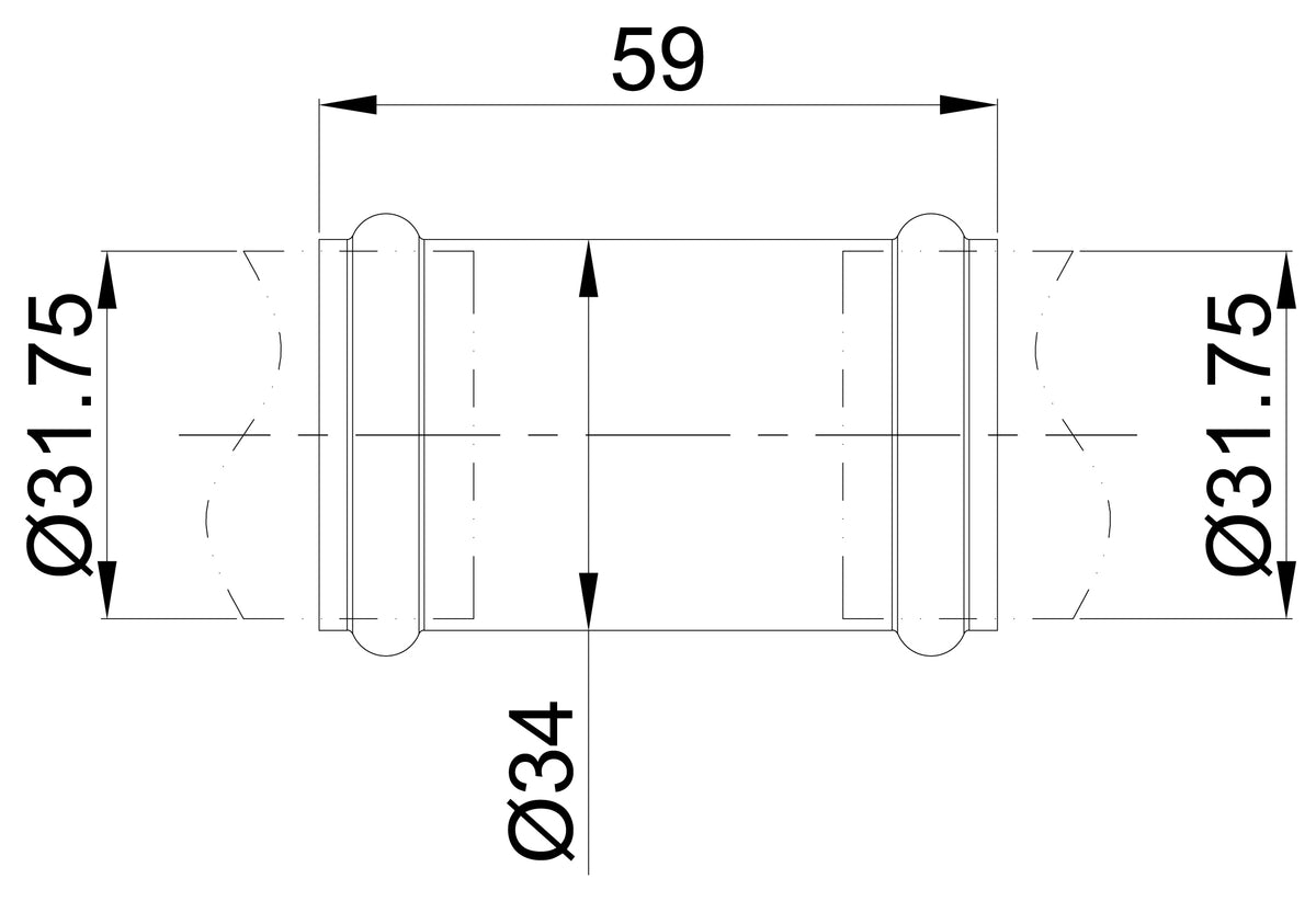 EauuniMatch buisverbinder 32 mm chroom
