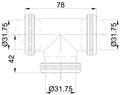 EauuniMatch buisverbinder T-stuk 32 mm chroom