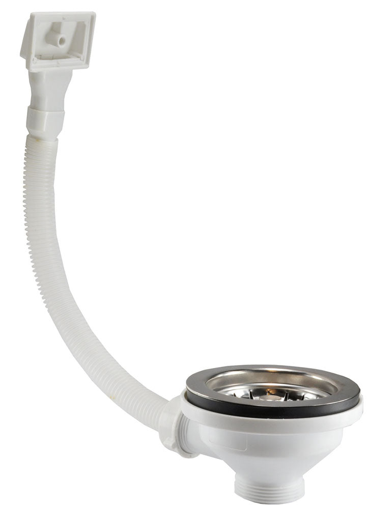 Eaukorfplug met rooster en overloop 90 mm x 6/4" RVS