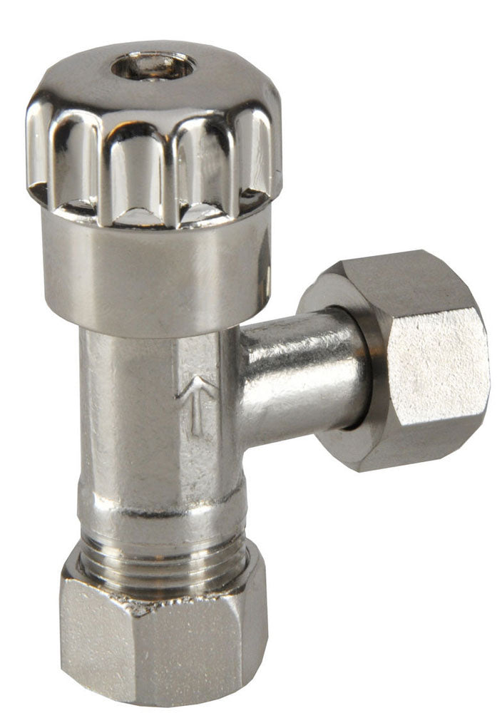 Eauhoekstopkraan Kiwa 3/8" bi x 12 mm knel verchroomd