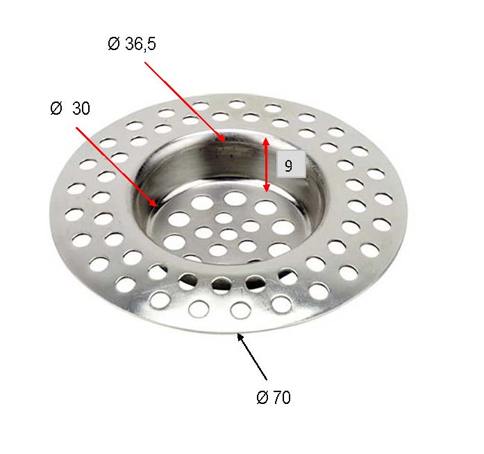 Eauafvoerzeefje 7 cm RVS