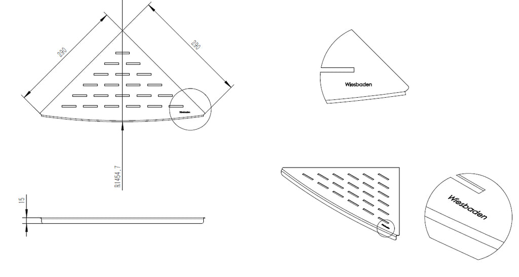 EauinWall hoekplanchet 29 x 29 cm RVS
