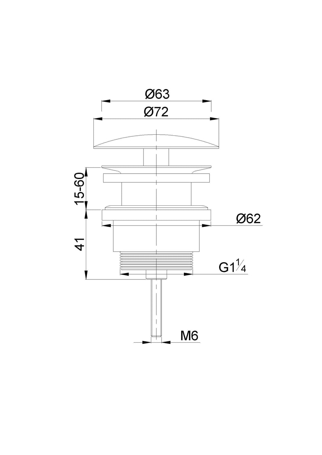 Eauunimatch open afvoerplug 5/4'' geborsteld staal