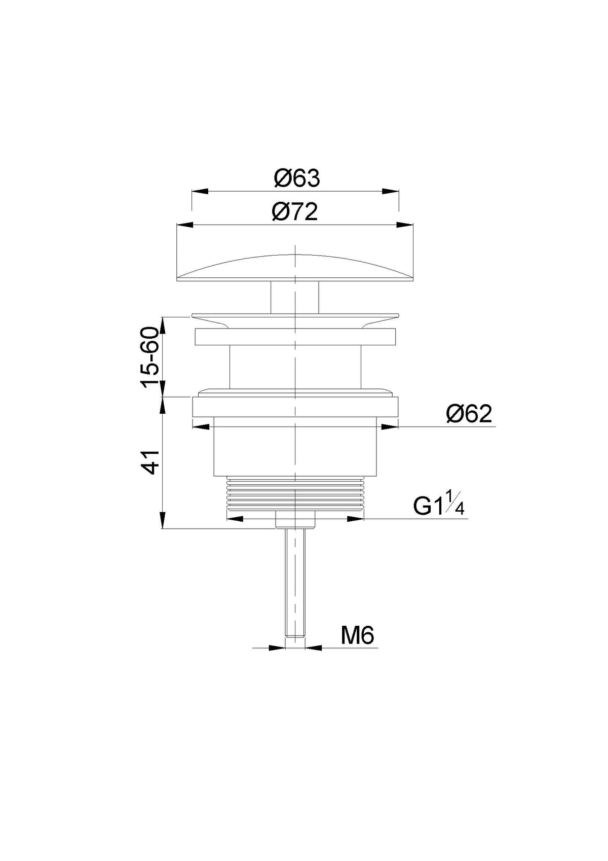 Eauunimatch open afvoerplug 5/4'' geborsteld staal