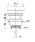 Eauunimatch open afvoerplug 5/4'' mat zwart
