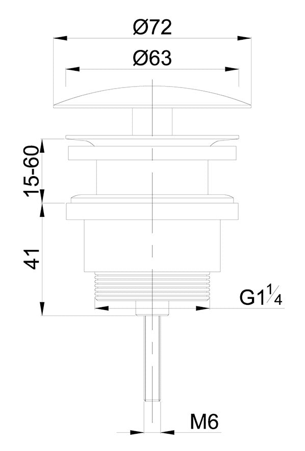 Eauunimatch open afvoerplug 5/4'' gunmetal