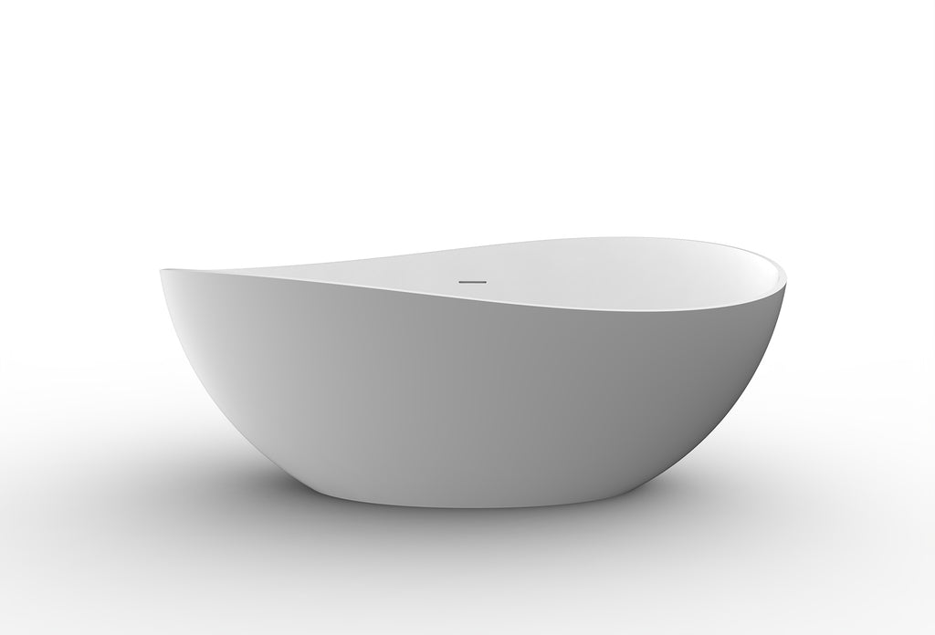Eauwaive vrijstaand ligbad 160 x 95 cm solid surface mat wit