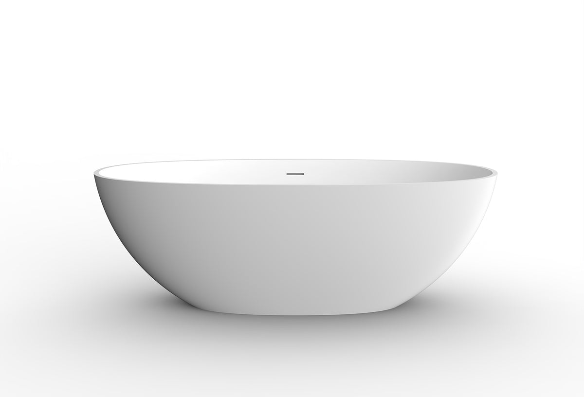 Eauchiek vrijstaand ligbad 165 x 75 cm solid surface mat wit