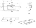 Eaularo wastafel enkel met 1 kraangat ronde hoeken 100 x 48 x 1,5 cm solid surface mat wit