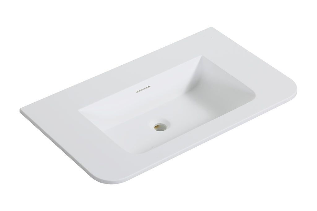 Eaularo wastafel zonder kraangat ronde hoeken 80 x 48 x 1,5 cm solid surface mat wit