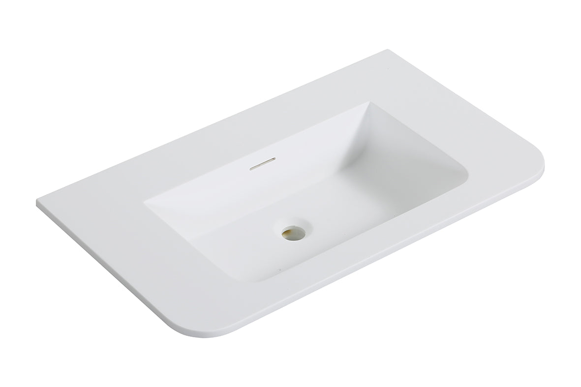 Eaularo wastafel zonder kraangat ronde hoeken 80 x 48 x 1,5 cm solid surface mat wit