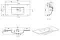 Eaularo wastafel zonder kraangat ronde hoeken 100 x 48 x 1,5 cm solid surface mat wit