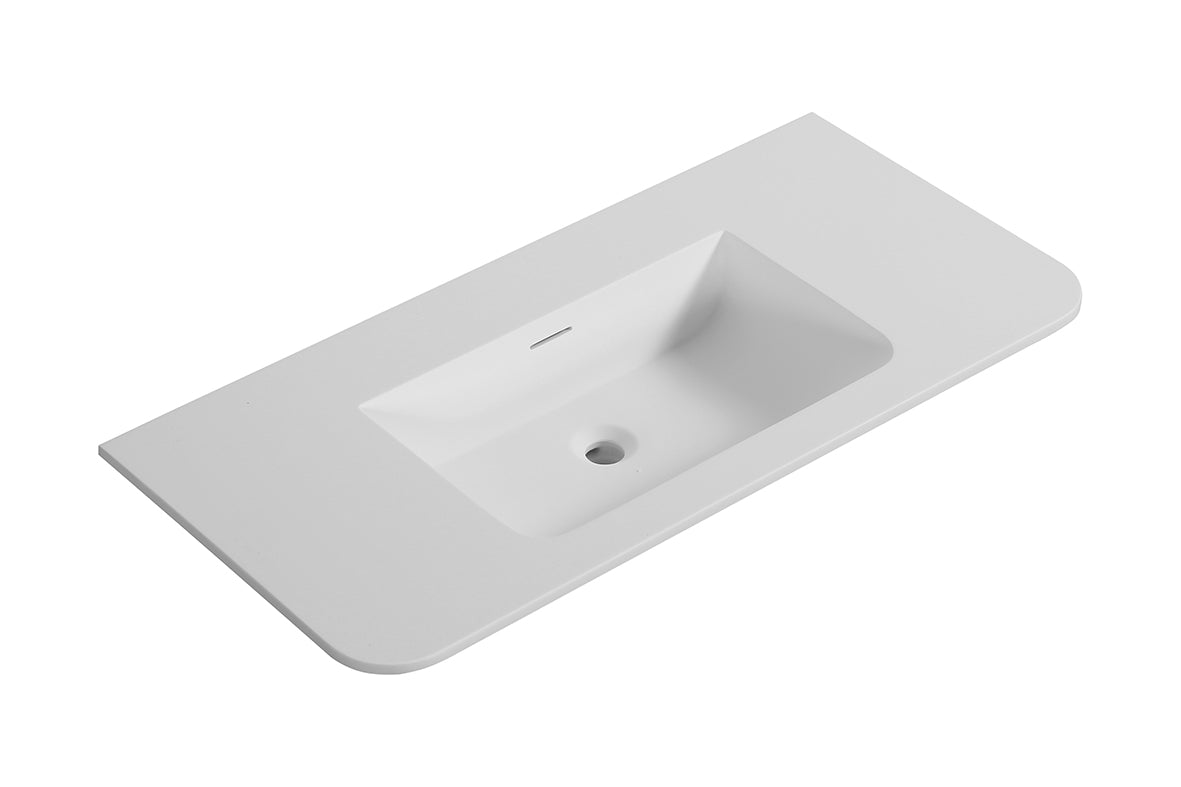 Eaularo wastafel zonder kraangat ronde hoeken 100 x 48 x 1,5 cm solid surface mat wit