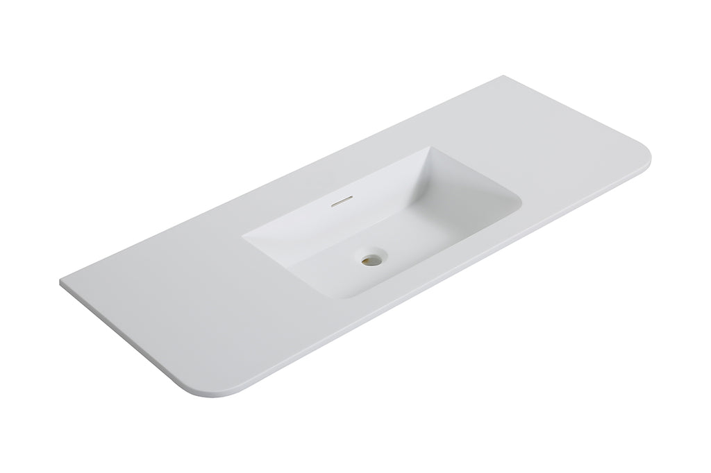 Eaularo wastafel zonder kraangat ronde hoeken 120 x 48 x 1,5 cm solid surface mat wit