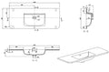 Eaularo wastafel zonder kraangat ronde hoeken 120 x 48 x 1,5 cm solid surface mat wit