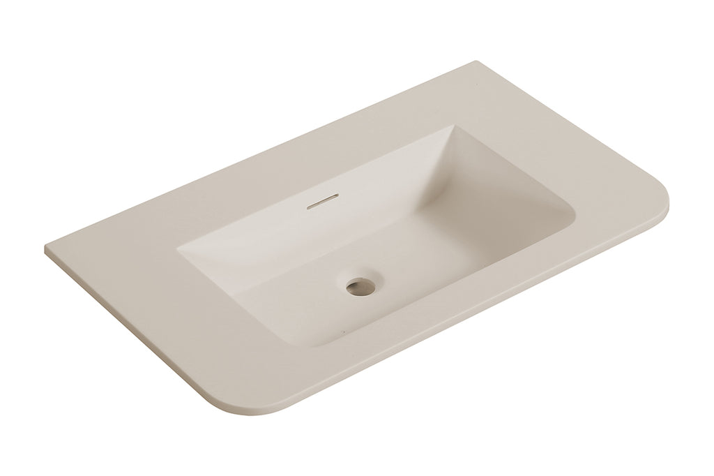 Eaularo wastafel zonder kraangat ronde hoeken 80 x 48 x 1,5 cm solid surface beige