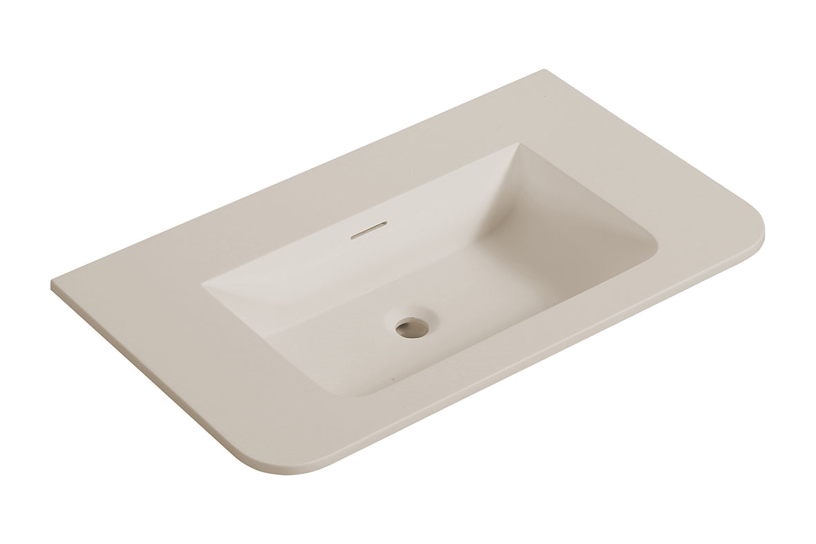Eaularo wastafel zonder kraangat ronde hoeken 80 x 48 x 1,5 cm solid surface beige