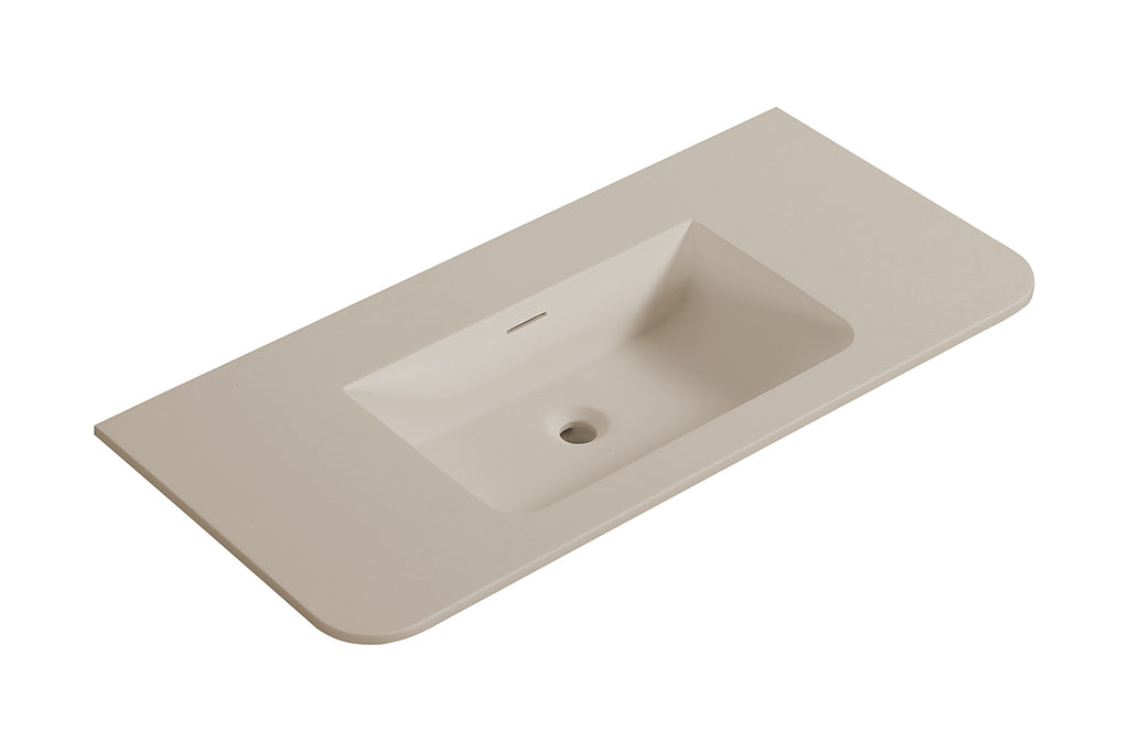 Eaularo wastafel zonder kraangat ronde hoeken 100 x 48 x 1,5 cm solid surface beige