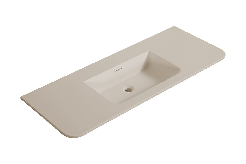 Eaularo wastafel zonder kraangat ronde hoeken 120 x 48 x 1,5 cm solid surface beige