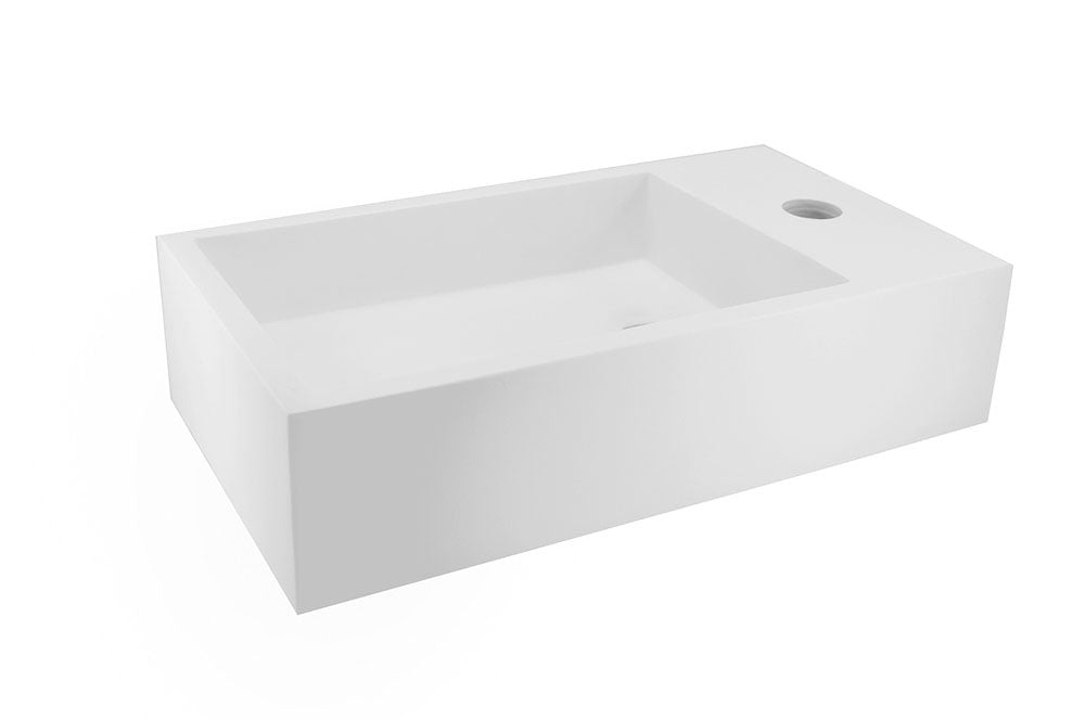 Eaulotte fontein rechts 40 x 22 x 10 cm solid surface mat wit