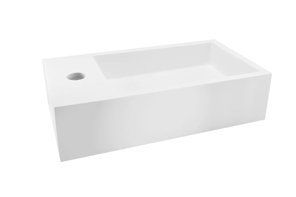 Eaulotte fontein links 40 x 22 x 10 cm solid surface mat wit