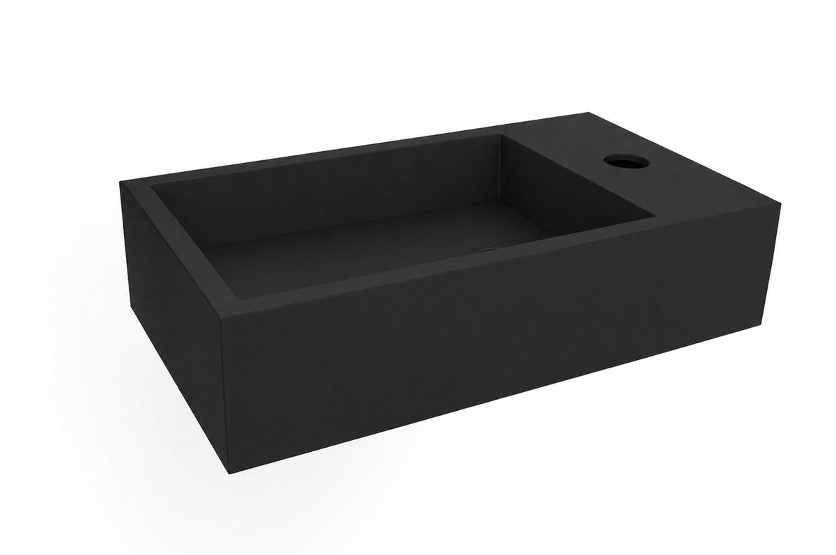 Eaulotte fontein rechts 40 x 22 x 10 cm solid surface mat zwart