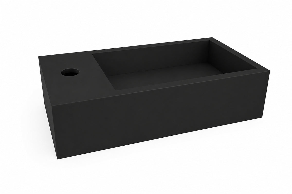 Eaulotte fontein links 40 x 22 x 10 cm solid surface mat zwart