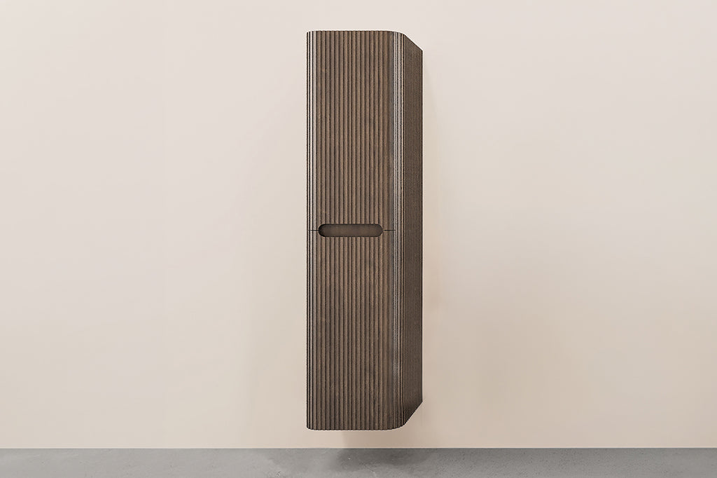 Eausulora kolomkast afgeronde hoeken geribbeld 160 x 40 x 35 cm bruin eiken
