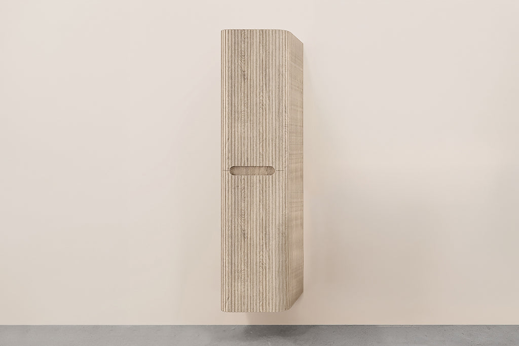 Eausulora kolomkast afgeronde hoeken geribbeld 160 x 40 x 35 cm licht eiken
