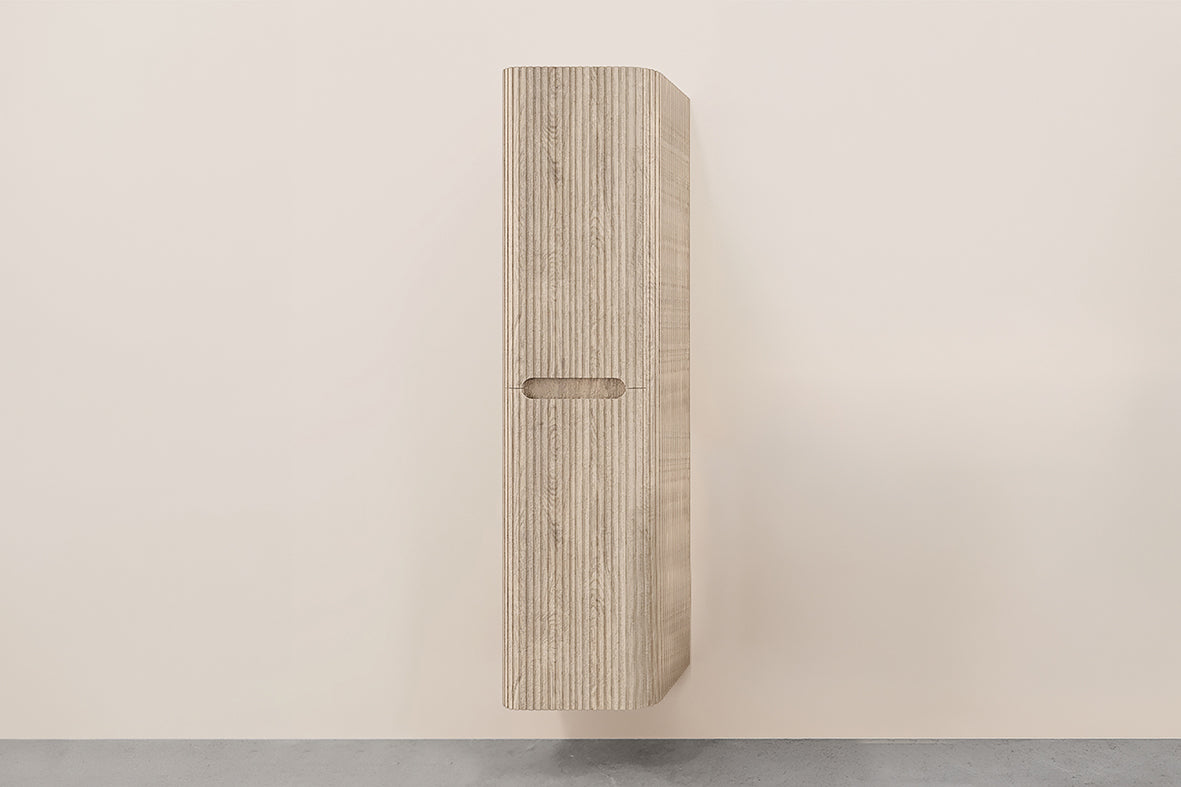 Eausulora kolomkast afgeronde hoeken geribbeld 160 x 40 x 35 cm licht eiken