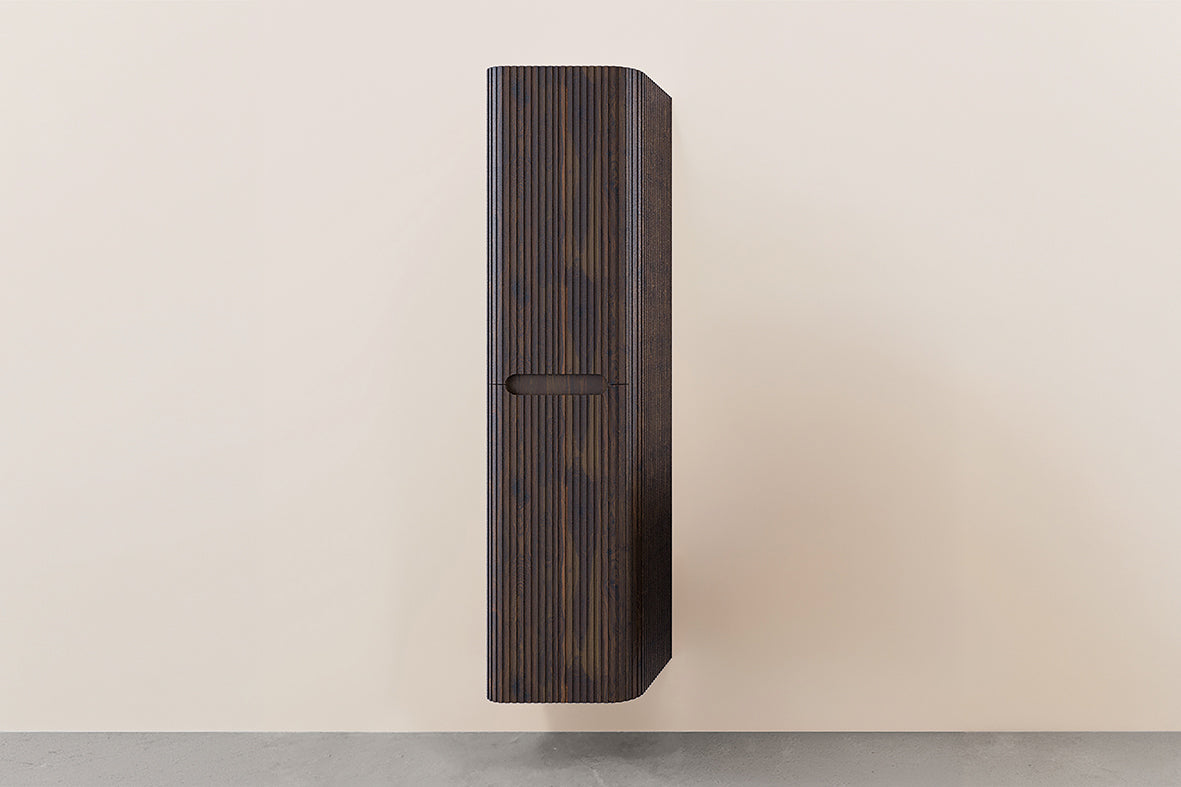 Eausulora kolomkast afgeronde hoeken geribbeld 160 x 40 x 35 cm walnoot