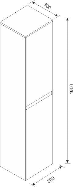Eautigris losse kast 1600x300x300 houtnerf grijs