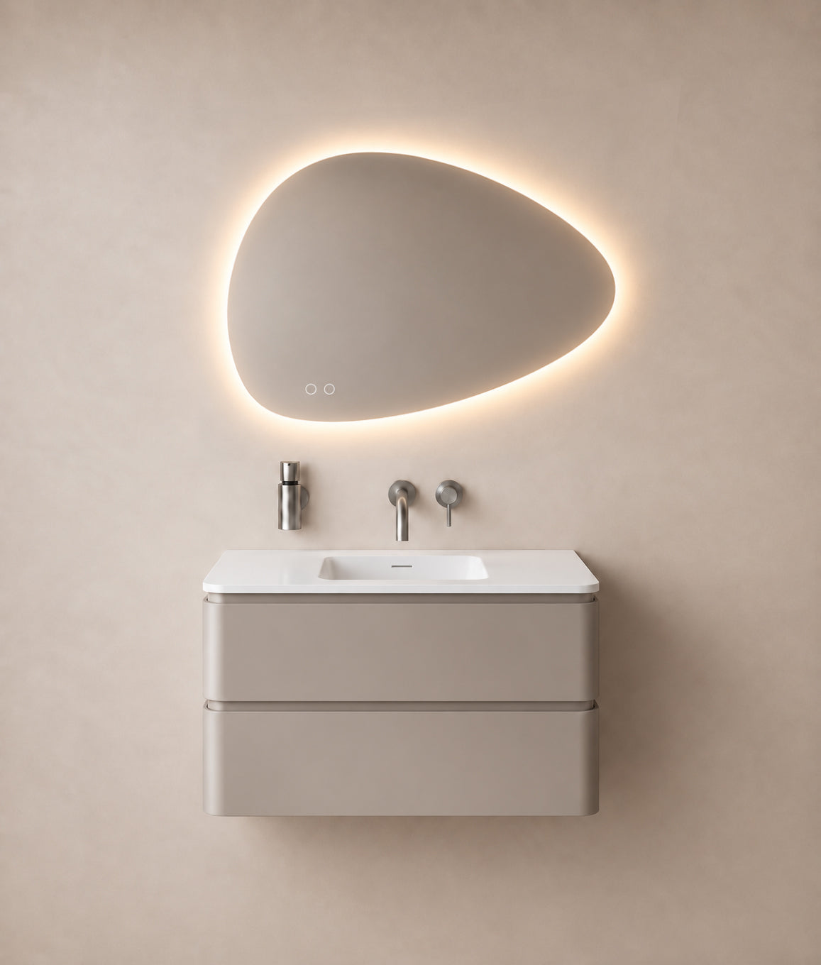Eaulumora spiegel organisch met led, dimbaar en spiegelverwarming 80 x 55 cm