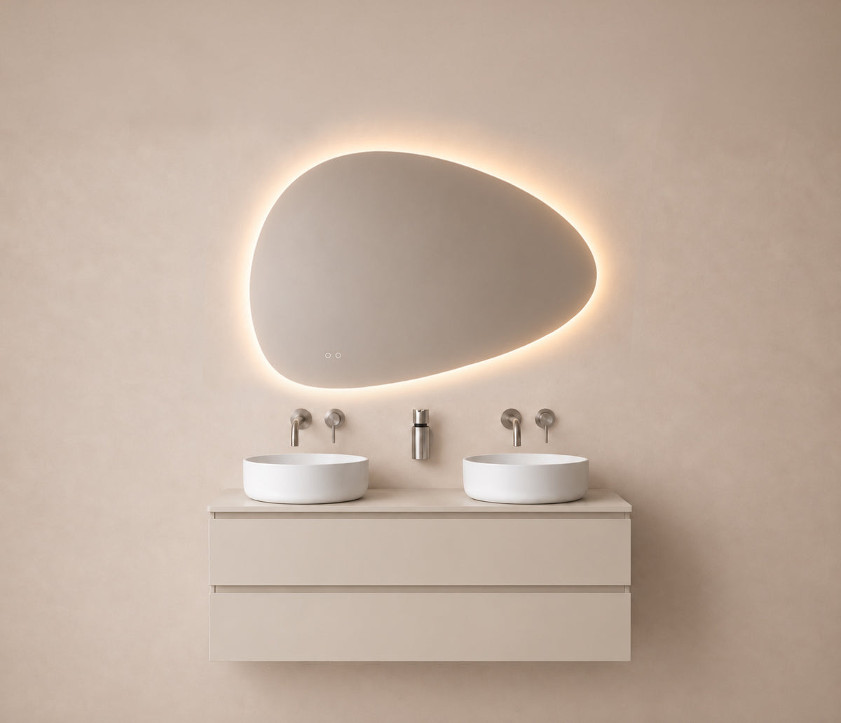 Eaulumora spiegel organisch met led, dimbaar en spiegelverwarming 140 x 93 cm