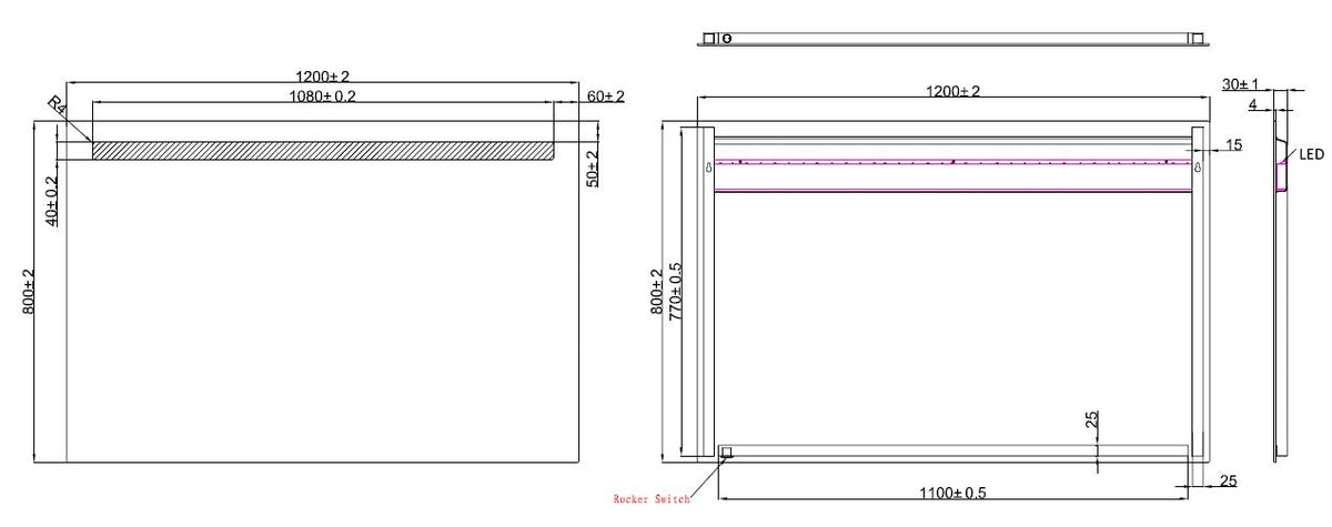 Eautigris spiegel rechthoek met led 120 x 80 cm