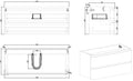 Eaunovira onderkast afgeronde hoeken met 2 laden 1 uitsparing 120 x 48 cm mat zand