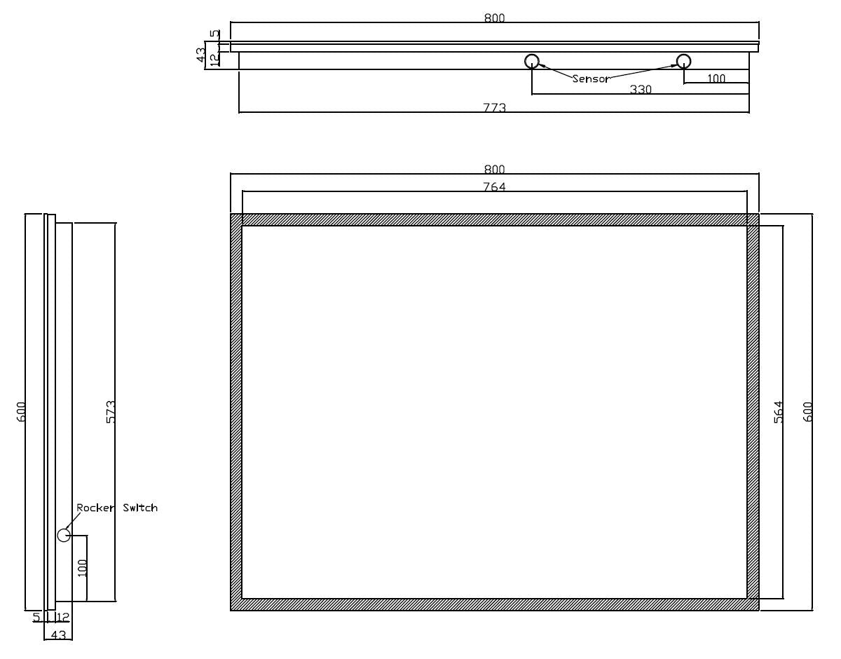 Eauquatro spiegel rechthoek met led, dimbaar en spiegelverwarming 80 x 60 cm