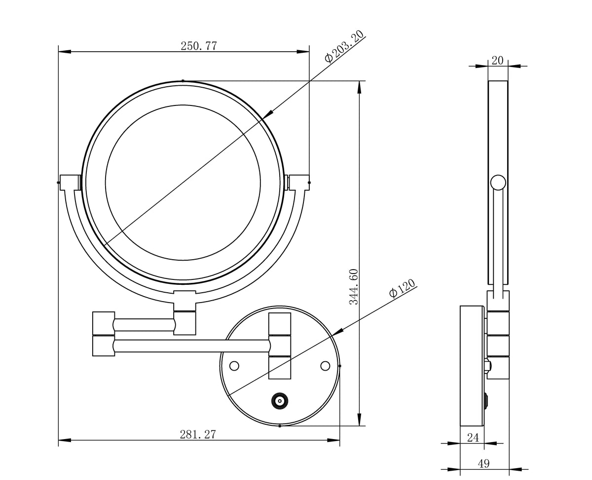 Eauwandscheerspiegel LED mat zwart